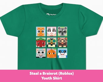 Roblox Steal a Brainrot Youth 100% Cotton T-Shirt | Italian Brainrot Kids Video Game Shirt
