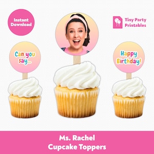 Printable Ms. Rachel Cupcake Toppers | Miss Rachel Kids Birthday Party Favors Decorations | Instant Download