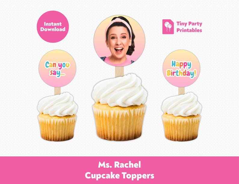 Printable Ms. Rachel Cupcake Toppers | Miss Rachel Kids Birthday Party ...