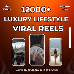 Bundel met 12.000+ virale luxe lifestyle rollen | Faceless TikTok- en Instagram-shortpakket | Rich Life HD-video&#39;s | MRR + PLR doorverkooprechten