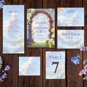 Verzauberte Fantasie-Hochzeits-Einladungs-Reihe | Bearbeitbare Canva-Vorlagen | Mittelalterliches Märchen-Hochzeits-Briefpapier-Set