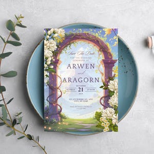 Enchanted Fantasy Wedding Invitation Suite | Editable Canva Templates | Medieval Fairytale Wedding Stationery Set