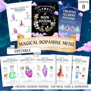 ADHD Fantasy Dopamine Menu Chapter 2: Potion Book Printable (Editable Canva Template)