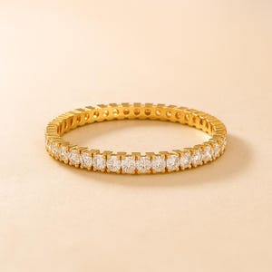 Solid Gold Diamond Eternity Ring 14k Gold Wedding Band for Women Full Eternity Band Real Gold Stacking Ring Bridal Anniversary Gift