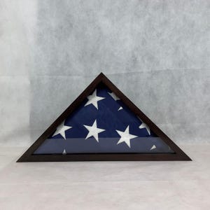 Memorial Walnut Flag Display Case for 5&#39;x9.5&#39; Burial Flag with optional engraved glass and/or name plate.