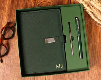 Custom Leather Journal Set,Personalized Leather Notebook