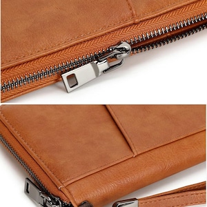 Personalized Leather Passport Holder Wallet, RFID Travel Organizer, Zipper Passport Case, Gift for Men & Women, Travel Essentials image 3