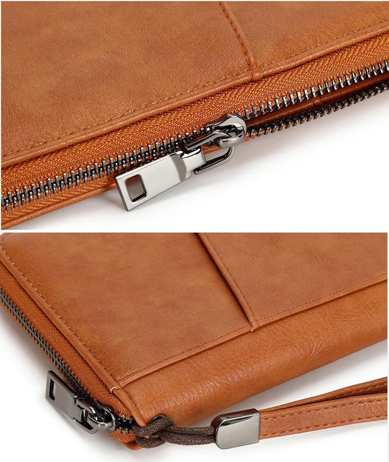 Personalized Leather Passport Holder Wallet, RFID Travel Organizer, Zipper Passport Case, Gift for Men & Women, Travel Essentials image 3