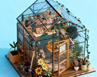 DIY Cottage Sunroom Bookend Kit, 3D Wooden Model, Home Decor Gift