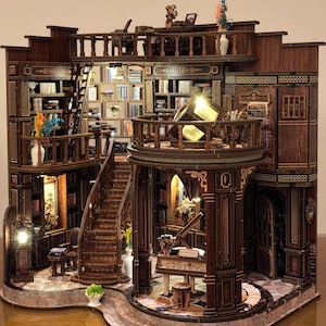 Verträumte Bücherhalle Handmade Holzbausatz - DIY Bücherregal Dekoration Modell