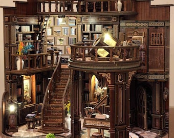 Kit in legno fatto a mano Dreamy Book Hall - Modello di decorazione per libreria fai da te