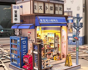Gör-det-själv minihus i trä till närbutik i japansk stil, 3D-pussel, present till barn.