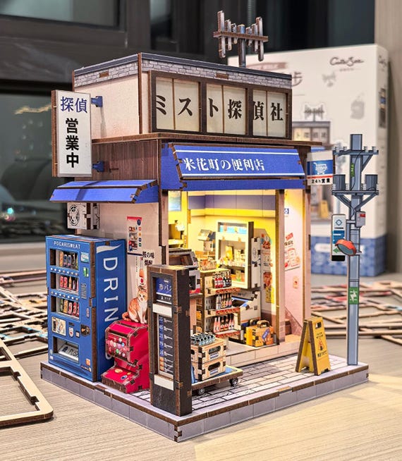 DIY Japanese-style Convenience Store Wooden Mini House, 3D Puzzle