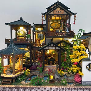 DIY Wooden Chinese Villa Model Kit - Handmade Cottagecore Decor
