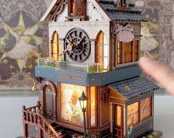 Puzzle fai da te con orologio a cucù 3D, modello di costruzione in miniatura di una casa retrò a due piani in legno fatto a mano