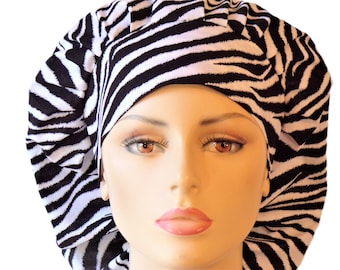 Scrub Hats- Medical Bouffant Scrub Hat- Wild Thing Zebra- Scrub Cap- Bouffant Surgical Scrub Hat/ Women's Scrub Hats- Veterinarian Scrub Hat