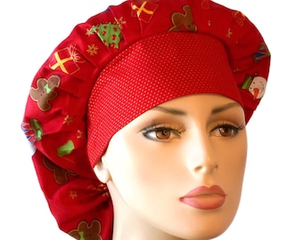 Christmas Trees-Holiday Scrub Hat-Holiday Symbols Scrub Hats-Scrub Hats- Scrub Caps-Christmas Scrub Hat-Bouffant Scrub Hat-Women's Scrub Hat