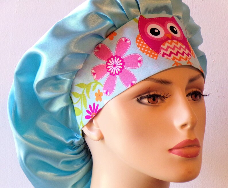 Scrub Hats Satin Bouffant/powder Blue Satin Scrub Hat With a Etsy