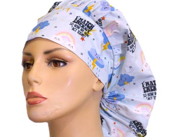 Nurse Scrub Hats-I Match Energy-Bouffant Scrub Caps-Women's Scrub Hats-Surgical Scrub Hat-Silvercaps-Medical Cap-Veterinarian Scrub Hat-CRNA