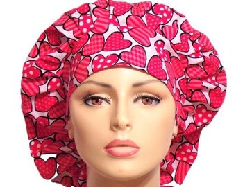 Scrub Hat-Valentines Day Hearts-Heart Awareness-Holiday Scrub Hats-Medical Scrub Hats-Women's Scrub Hat-Cardiologist Scrub Hats/SilverCaps