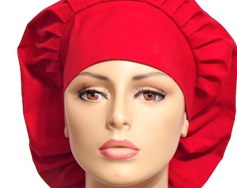 Scrub Hats Solid Red-Bouffant Scrub Cap-Fabric Scrub Hat-Valentines Day-Women's Scrub Hat-Etsy Hat-Anesthesia Scrub Hat-Surgical Nursing