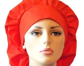 Scrub Hat-Tangerine Orange Solid Kona-Women's Scrub Hats-Surgical Scrub Cap-Medical Scrub Hat-Solid Color Scrub Cap-Bouffant Style Scrub Hat
