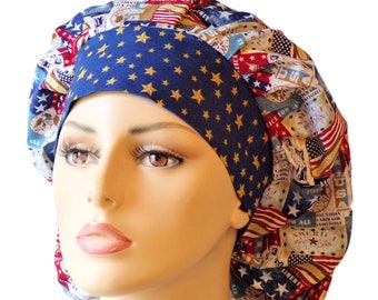 Scrub Hats-Liberty and Justice for All-Words All Over-Patriotic Bouffant-Medical Scrub Hat-Patriotic-Medical Scrub Hat-Surgical Scrub Hats