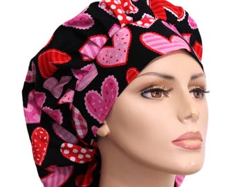 Scrub Hat-Valentines Day Colorful Hearts All Over-Holiday Scrub Hats-Medical Scrub Hats-Women's Scrub Hat-Cardiologist Scrub Hats