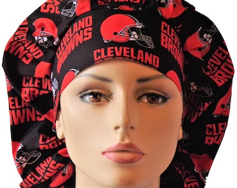 Cleveland Browns Fabric-Bouffant Scrub Hats-Surgical Scrub Hats-Cleveland Browns Scrub Hats-Browns-Surgical Caps-Sports Teams Scrub Hats