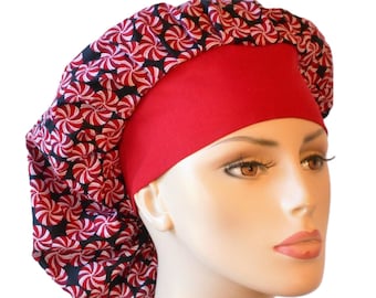 Christmas Scrub Hats-Peppermint Kisses-Bouffant Scrub Hats-Scrub Hats- Scrub Hats for Women-SilverCaps-Medical Scrub Hats-Surgical Scrub Hat