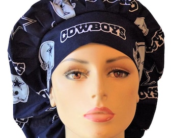 Scrub Caps-Dallas Cowboys NFL Fabric-Bouffant Scrub Hats-Surgical Scrub Hat-Football Dallas Cowboys -Medical Scrub Hats-Football Scrub Hats
