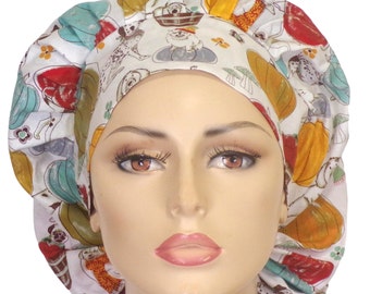 Dogs and Pumpkins-Bouffant Scrub Hat-Medical Scrub Hat-Scrub Caps-Veterinarian Scrub Hats-Scrub Hat for Women-Surgical Scrub Hat-Fall