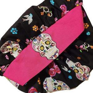 Glitter Folk Skulls with Flowers and Birds-Bouffant Scrub Hats-Surgical Scrub Hat-Applique Skull Headband-Dawn of the Dead-CRNA-Scrub Hats image 7