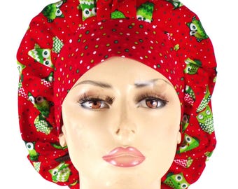 Scrub Hats-Owls Bouffant Scrub Hat/Winter Scrub Hat/Women's Bouffant Hat/SilverCaps/Medical Scrub Hat/Christmas Scrub Hats/ Vet Scrub Hats