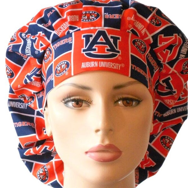 Scrub Hats Bouffant-Auburn University Tigers Fabric-Scrub Cap-Women's Scrub Hat-Medical Scrub Hat-Scrub Cap-SilverCaps-Scrub Hat-Medical Hat