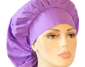 Lavender Scrub Caps-Bouffant Scrub Hat-Scrub Hat-Solid Kona Cotton-SilverCaps- Medical Scrub Hats-Surgical Scrub Caps-Anesthesia Scrub Hats