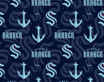 Scrub Hat- Seattle Kraken Fabric-Hockey Bouffant Scrub Hat-SilverCaps-Scrub Caps-Bouffant Scrub Hats-Hockey Team Hat-Surgical Scrub Cap