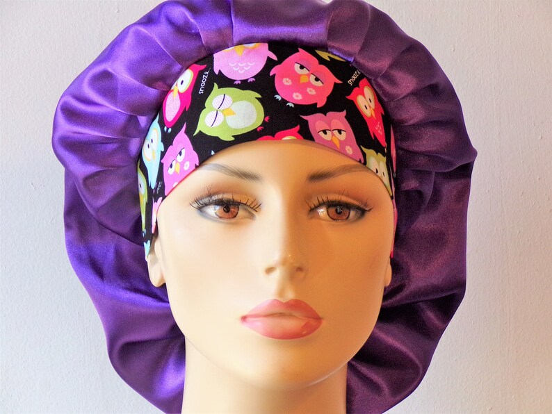 Scrub Hat Satin Bouffant/purple or Black Satin Scrub Cap/women Etsy