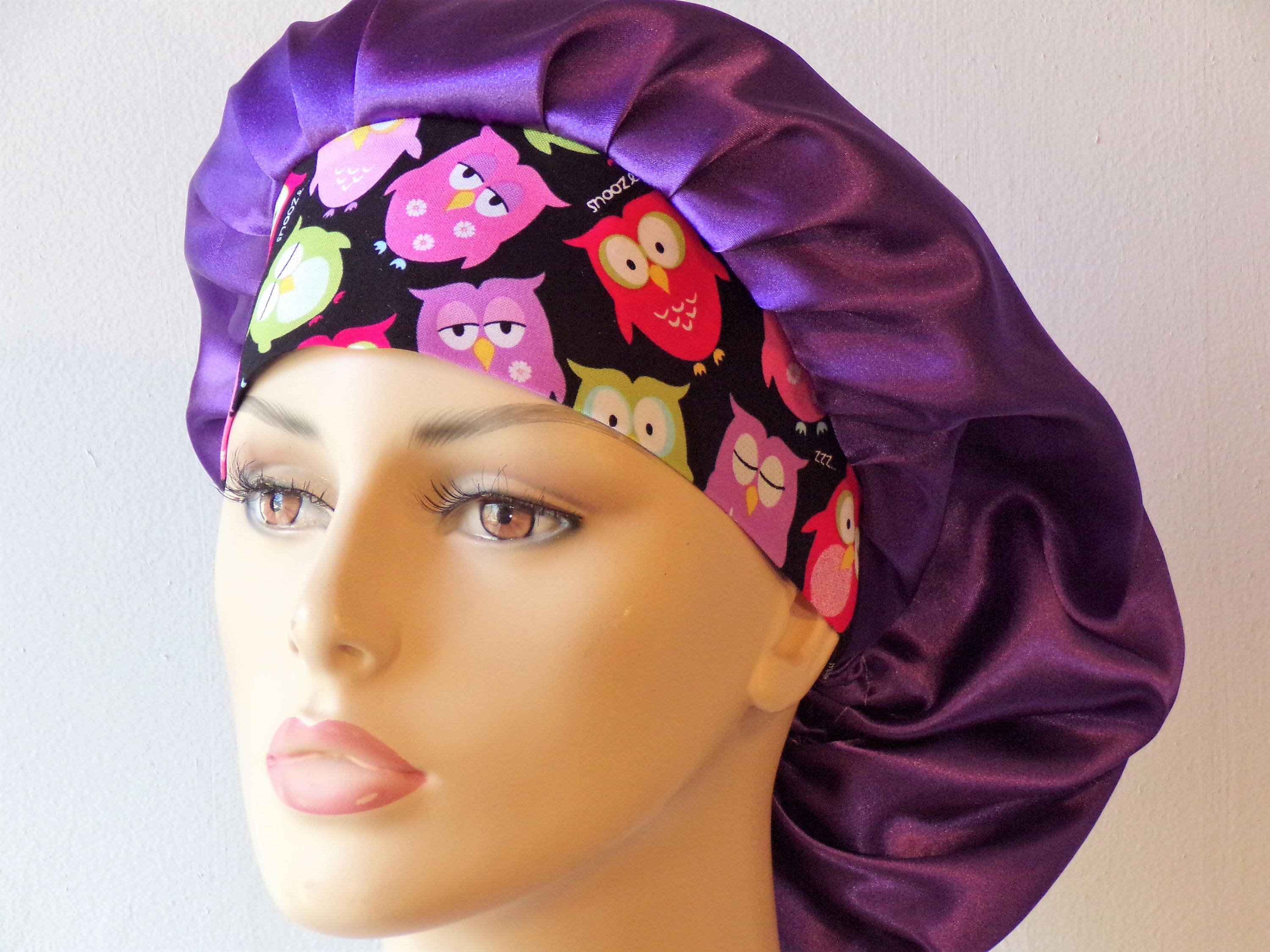 Scrub Hats Satin Bouffant/Purple Satin Scrub Cap/Women Scrub Etsy