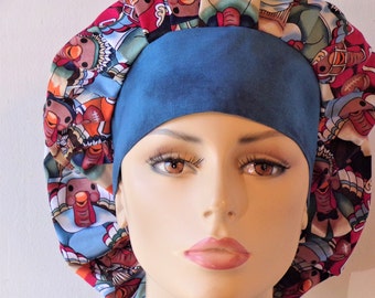 Scrub Hats/Turkeys Dressed as Pilgrims & Football Players/Thanksgiving/ Bouffant Scrub Hat/Turkeys and Football Scrub Caps/Medical Scrub Hat