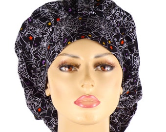 Scrub Hats-Halloween Spider Webs-Scrub Hats-Scrub Caps/SilverCaps/Holiday Scrub Hat/Veterinarian Scrub Hats/Medical Scrub Hats-Holiday Hats