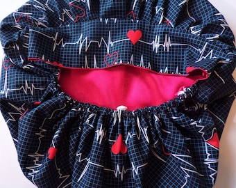 Bouffant Satin Lined Scrub Hat Nurse EKG Fabric Cotton with Satin Lining/Scrub Cap/Women Scrub/Cotton Outside Satin Inside/Medical Scrub Hat