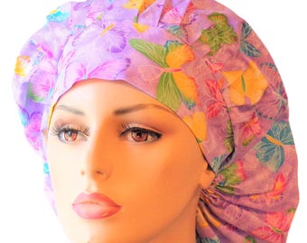 Butterfly Scrub Hat-Purple Glitter Bouffant-Scrub Caps-Bouffant Scrub Hats-Surgical Scrub Hat-SilverCaps-Medical Scrub Hats-Veterinarians