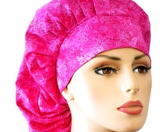 Pink Butterflies Scrub Hats-Surgical Scrub Cap-Bouffant Scrub Hat-Veterinarian Scrub Hats-Medical Scrub Hat-Floral Scrub Hat-RN Scrub Hats