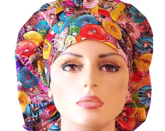 Scrub Hats-Donuts Scrub Hats-Scrub Caps-Bouffant Scrub Hat-Surgical Scrub Hat-Donuts All Over Scrub Hat-Women's Scrub Hat-Bakers Hat-Medical