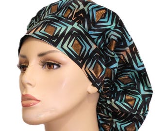 Rare Find-Gold Metallic and Green Abstract Scrub Hats-Medical Scrub Hats-Surgical Scrub Hats-CRNA Scrub Caps-Anesthesia Scrub Hat-Last One