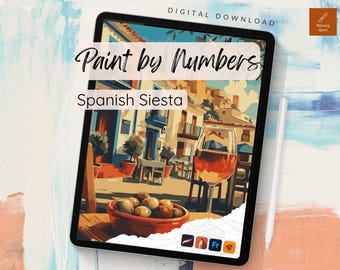 Sesta Espanhola - Kit de Pintura por Números para Colorir no Procreate para Adultos (Download Digital)