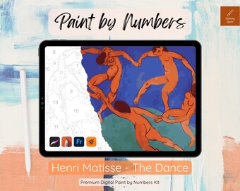 Kit de pintura por números de dança de Matisse para Procreate: página para colorir de arte moderna (download digital)