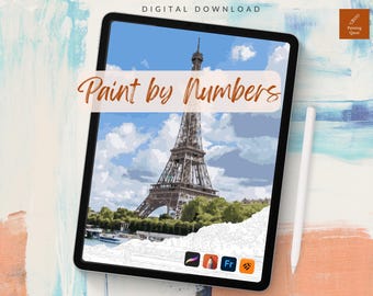 Kit de pintura por números da Torre Eiffel de Paris para Procreate (download digital)