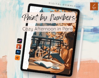 Kit de pintura por números do Paris Cafe para Procreate (download digital)